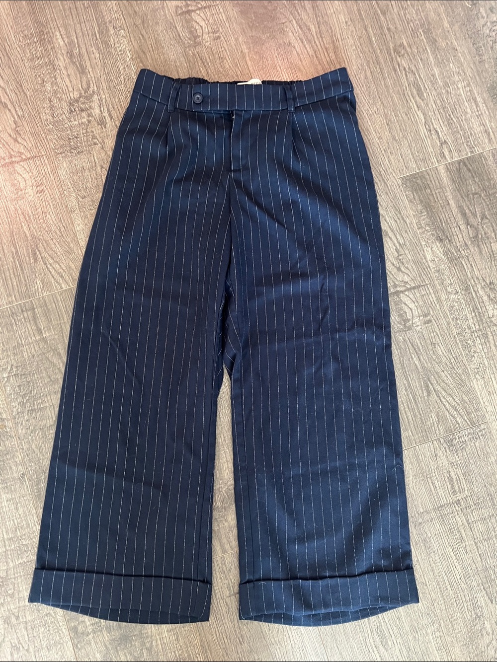 Hollister Navy Pinstripe Wide-Leg Trousers short